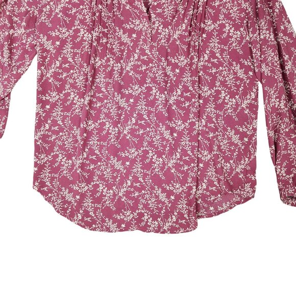 Fun2Fun Women's Rose Colored Floral Long Sleeve Blouse M - Picture 8 of 8